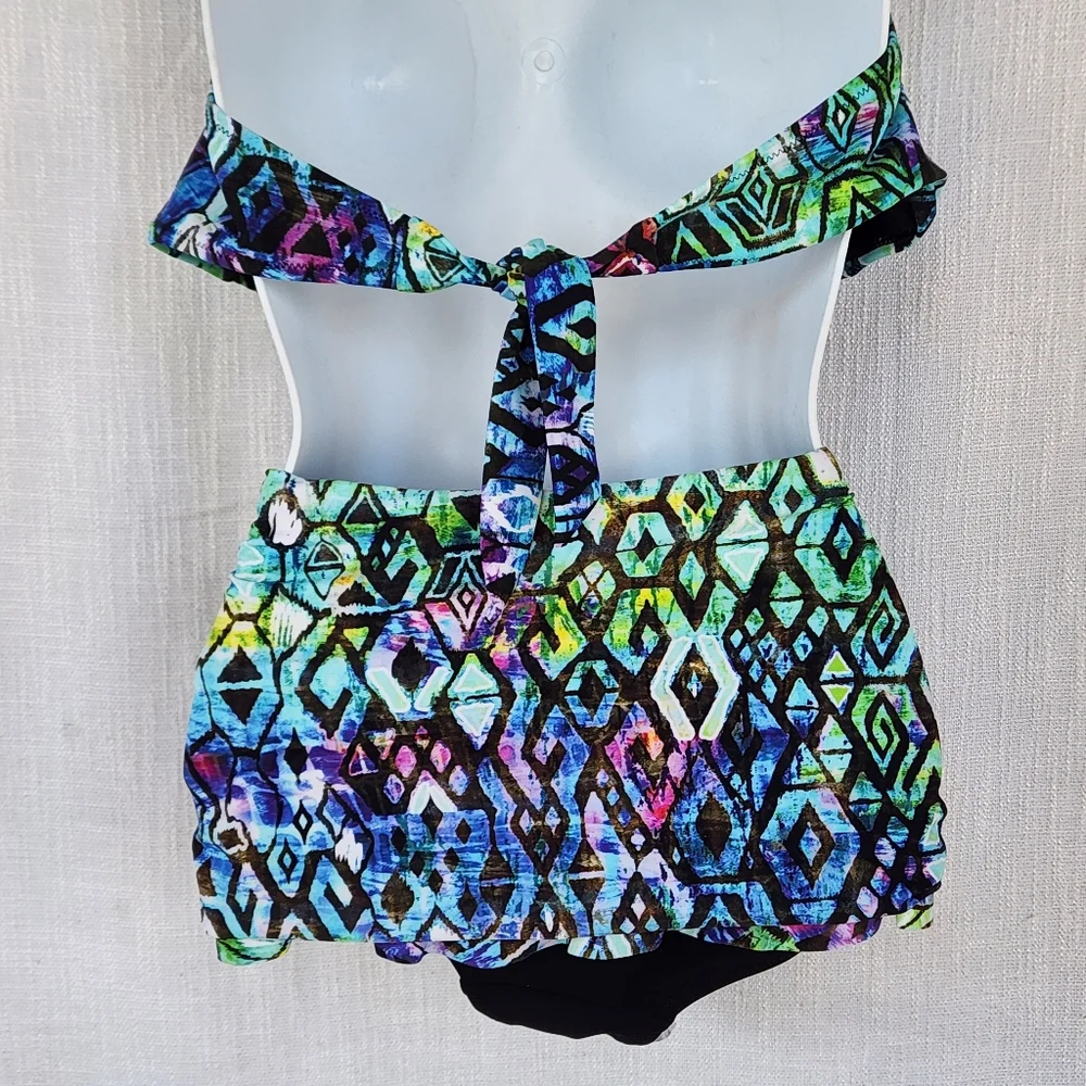 Profile Bikini Set 2 Piece Swimsuit Summer Beach Vacation Colorful Size 12